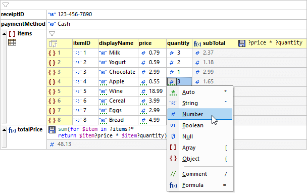 Revolutionary JSON editor in XMLSpy: JSON Grid