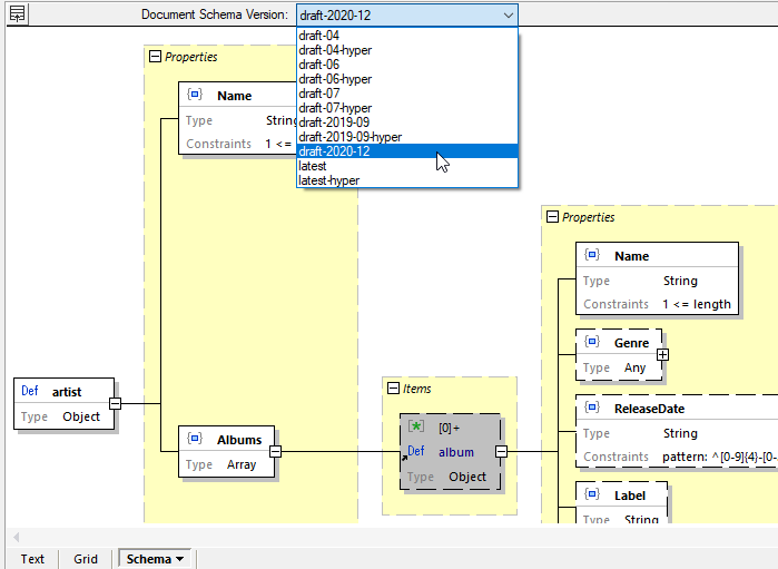 Support for JSON Schema 2020-12 in the JSON Schema editor