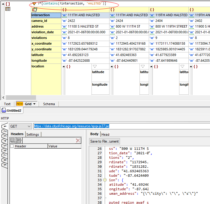 Filtering JSON with XQuery