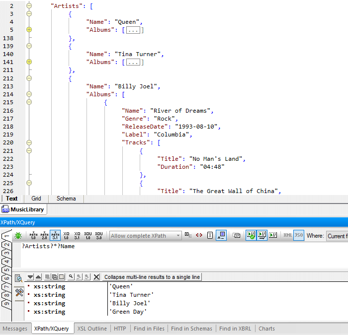 Query JSON with XPath/XQuery