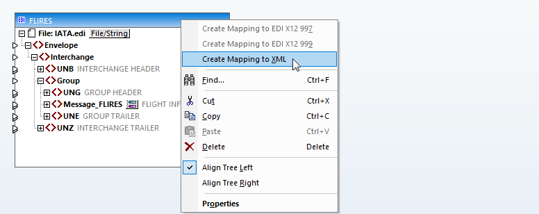 Context menu option to automatically convert EDI to XML