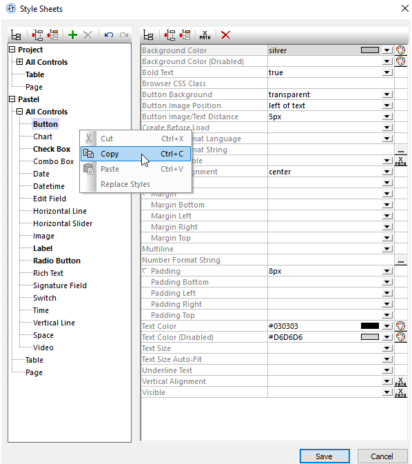 Copying an app stylesheet in MobileTogether