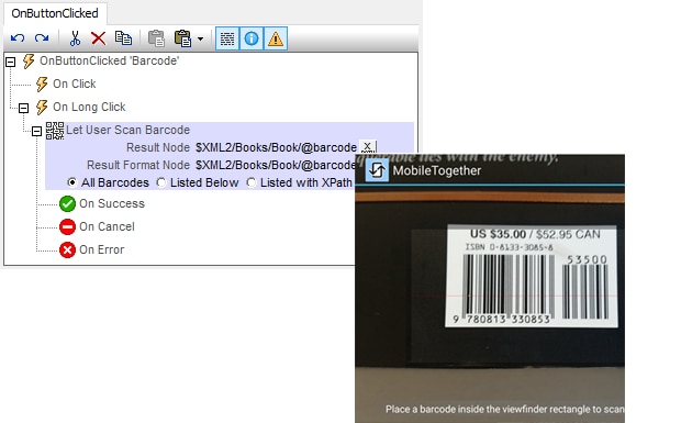 Barcode scanning in mobile app