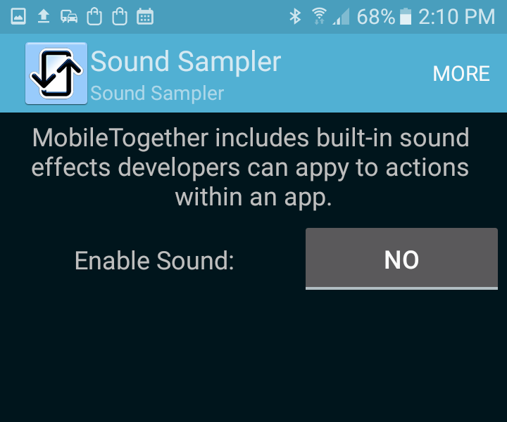 Demo app with sound effects disabled