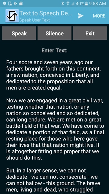 Text-to-Speech for Mobile apps simple demo on an Android device