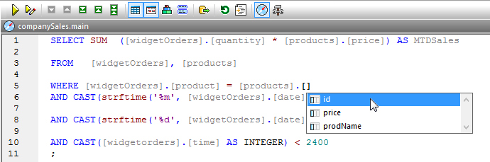 Database tool SQL Editor autocompletion