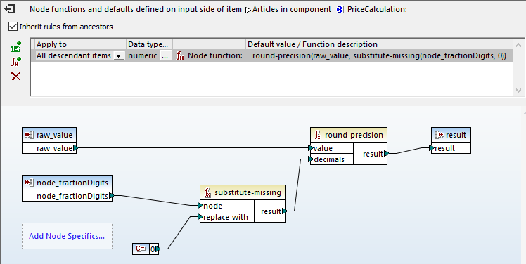 Defining a node function for mapping structured data