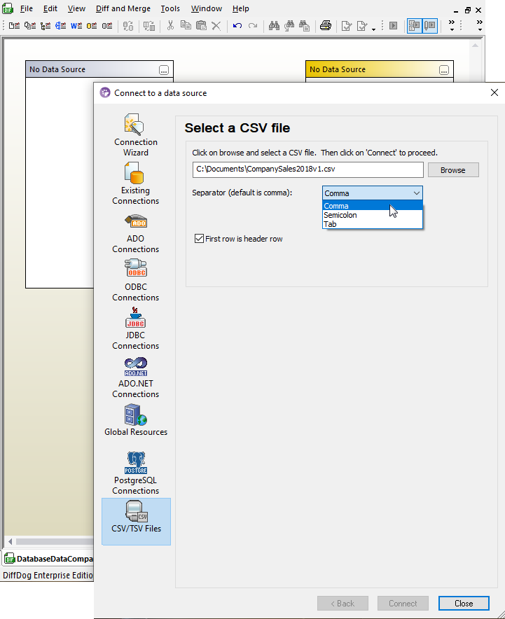 Compare CSV files like other structured data