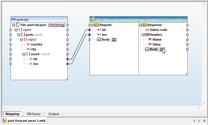 Adding the REST response to the Web service data integration mapping