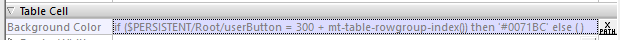 Table cell background definition for a repeating row.