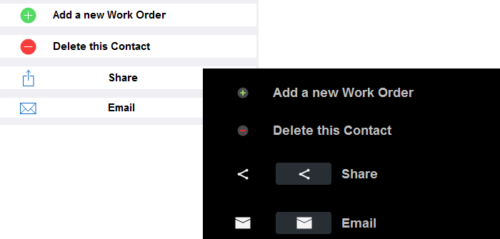 Email and share app buttons