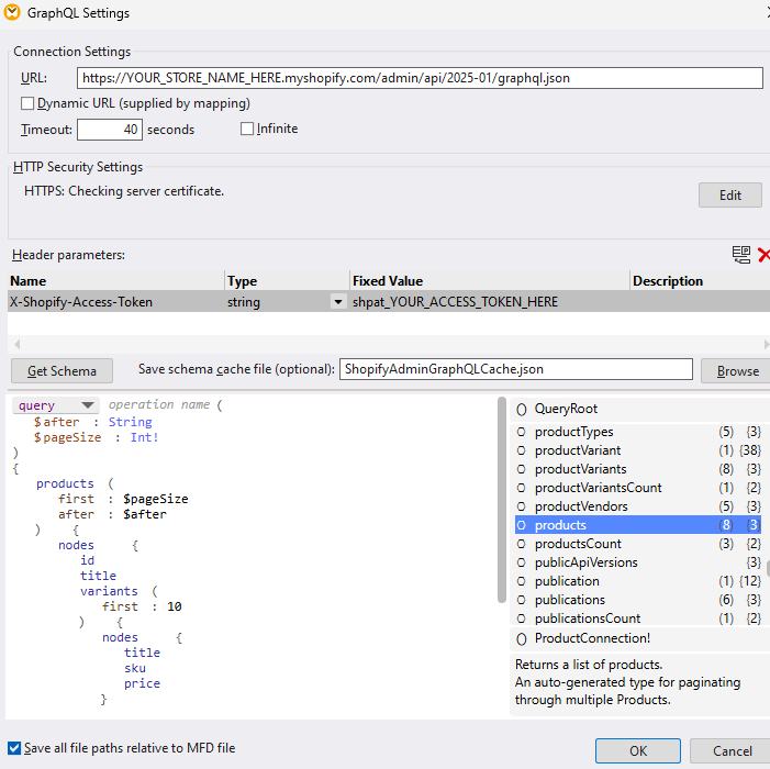 Inserting a call to Shopify in MapForce