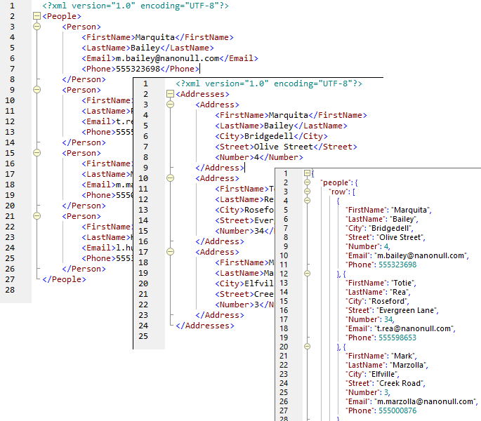 Input and result of join data operation