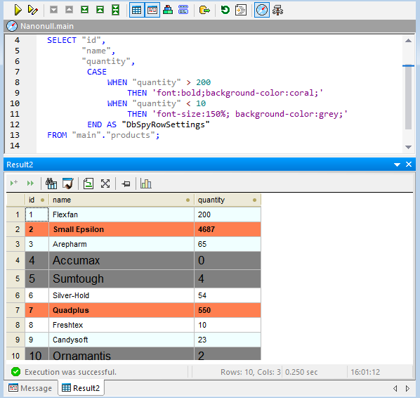 Conditional formatting for SQL query results