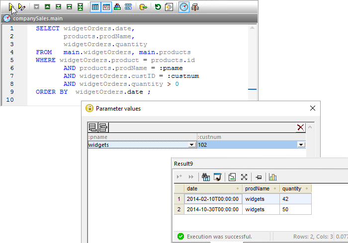 SQL template with parameters