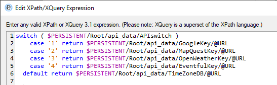 Text selection via an XQuery expression in MobileTogether