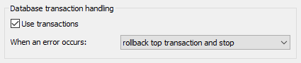 Transaction setting example for database exception handling