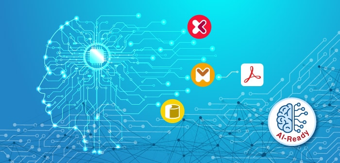 Decorative image with imagery symbolizing AI to announce new product features