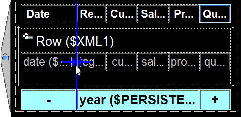 Adding vertical lines to scrolling tables in MobileTogether