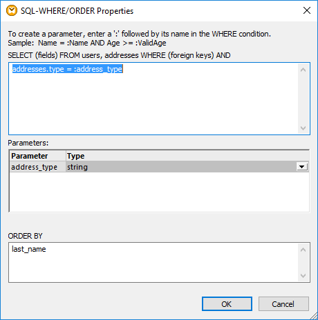 SQL-where/order properties to join data