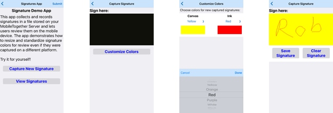 MobileTogether Signatures app workflow