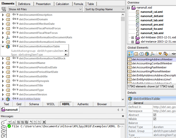 XMLSpy XBRL taxonomy editor