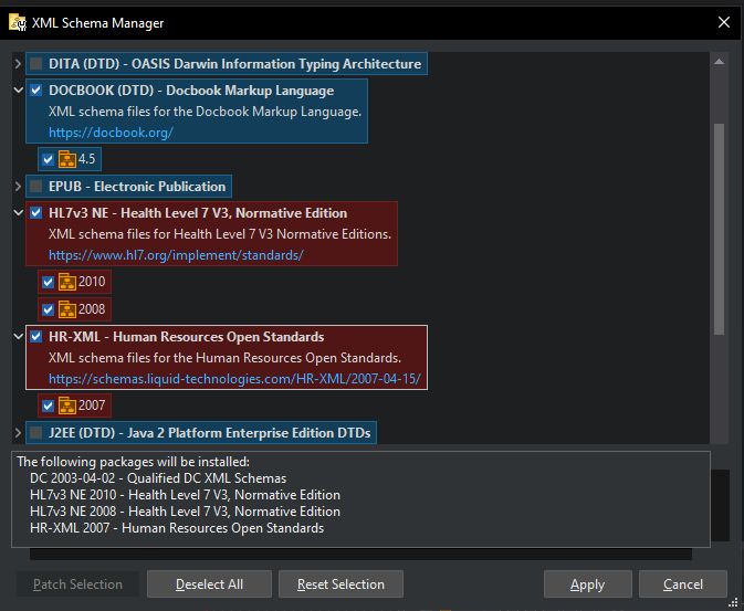 New XML Schema Manager