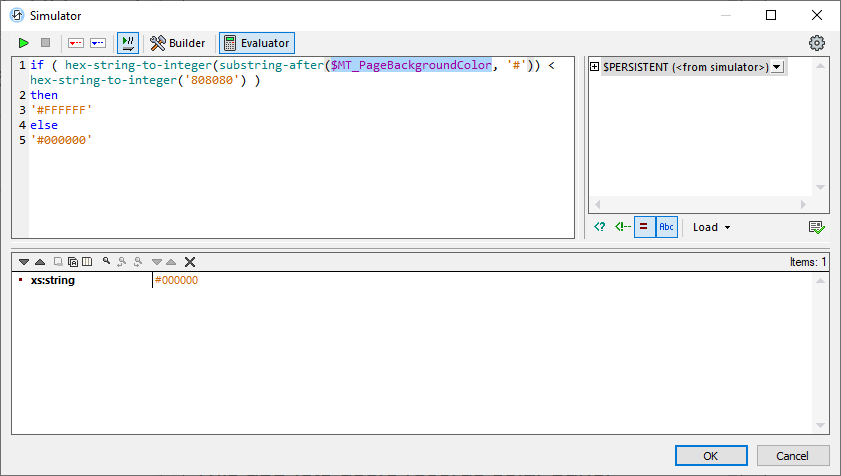 An XPath expression to return the color code for black or white, based on the mobile device default background color