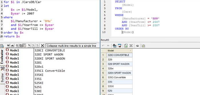 XQuery tutorial: XQuery and SQL comparison