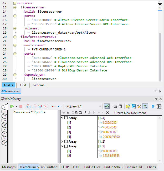Querying YAML with XQuery in XMLSpy