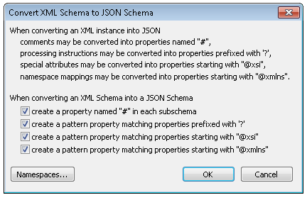 Options for converting XSD to JSON Schema