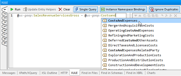 XULE editor with code completion