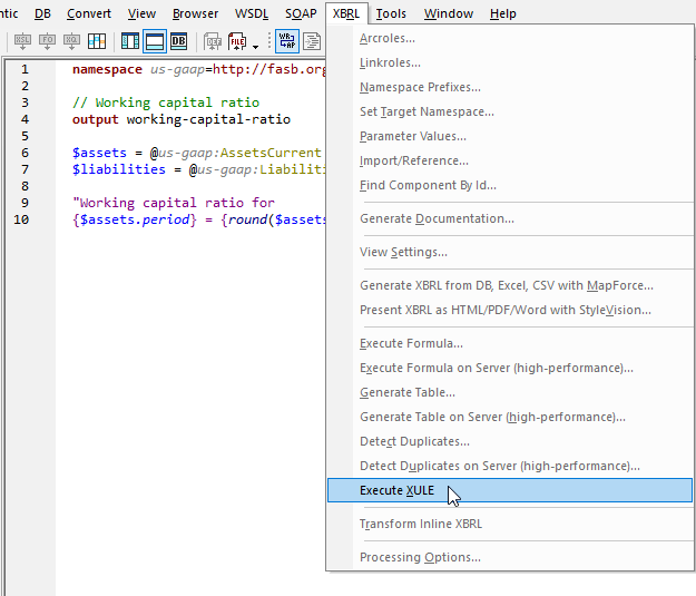 XULE processor in XMLSpy 