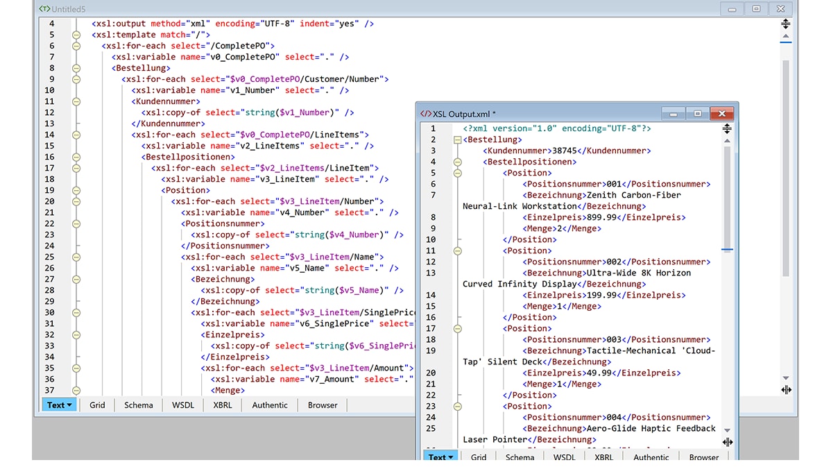 XSLT generated by AI in XMLSpy