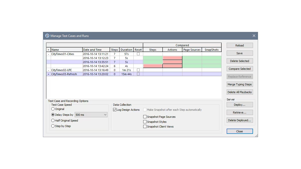 Gestión de las pruebas automatizadas de aplicaciones en MobileTogether