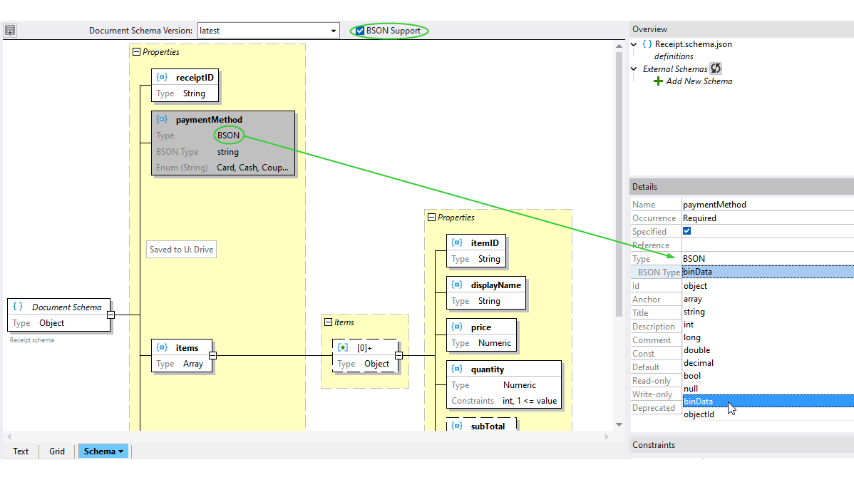 BSON-Typen in JSON Schema