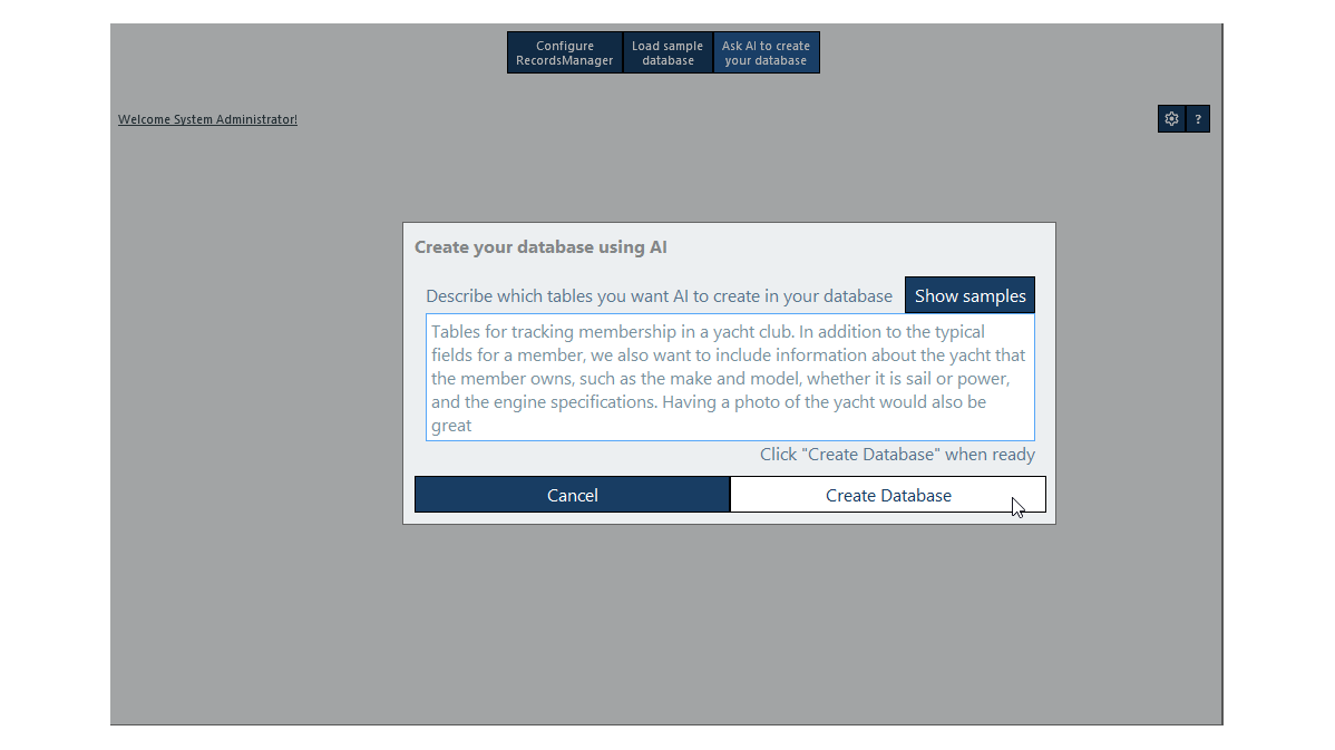 Erstellung einer Online-Datenbank mittels KI in Altova RecordsManager