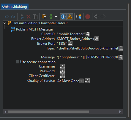Outils pour la création d’une appli MQTT dans MobileTogether