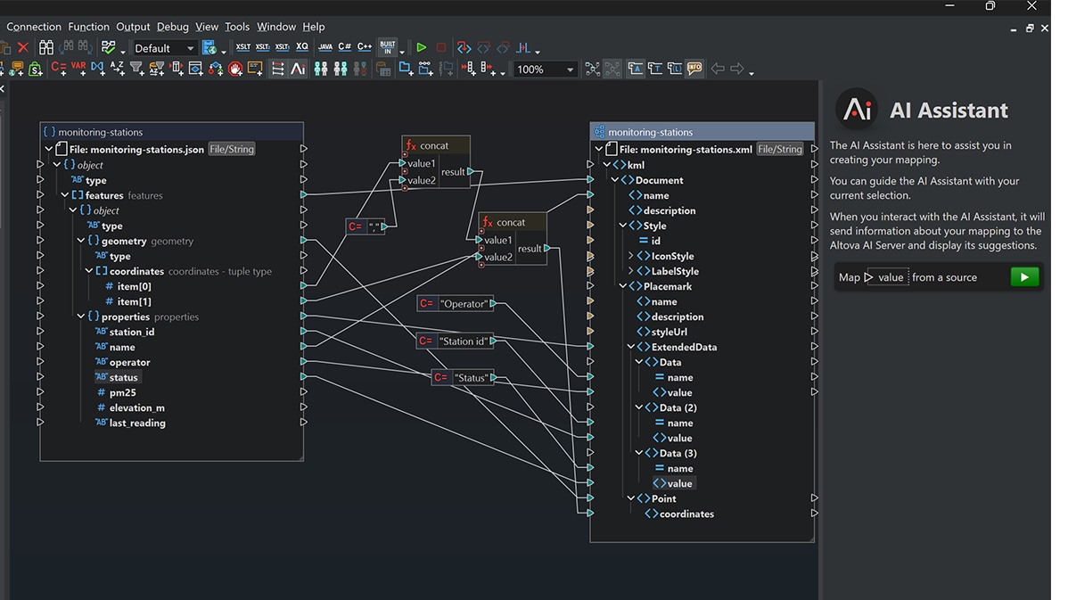 Converting Geojson to KML in MapForce