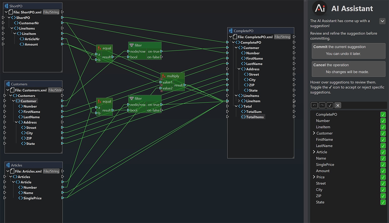 Datenmapping mit Hilfe von KI in MapForce