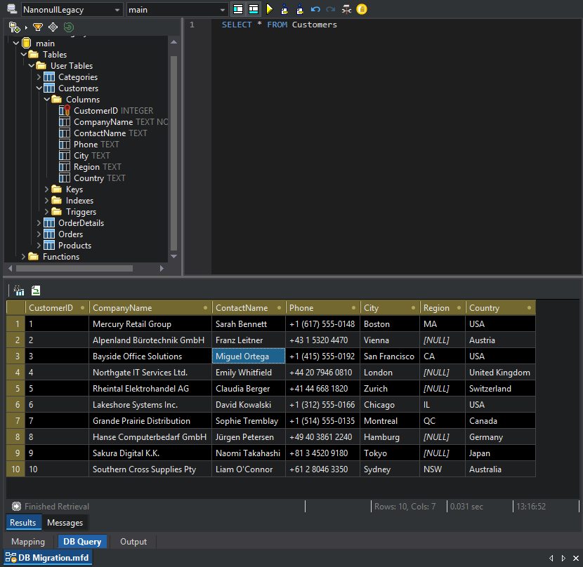 Querying a database during conversion