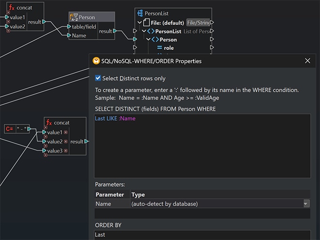 DISTINCT option in WHERE-ORDER component