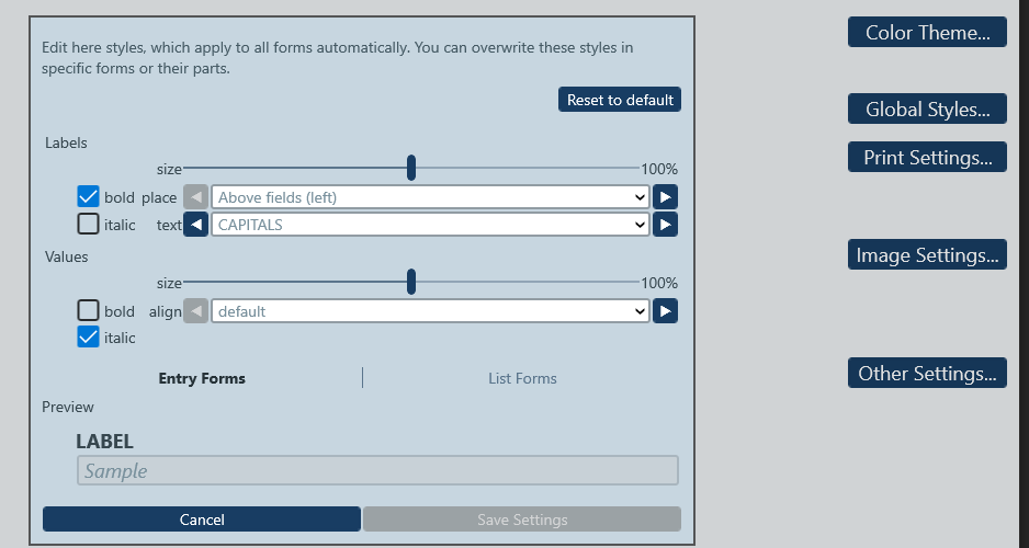 Éditer le style de la police et l’apparence dans RecordsManager