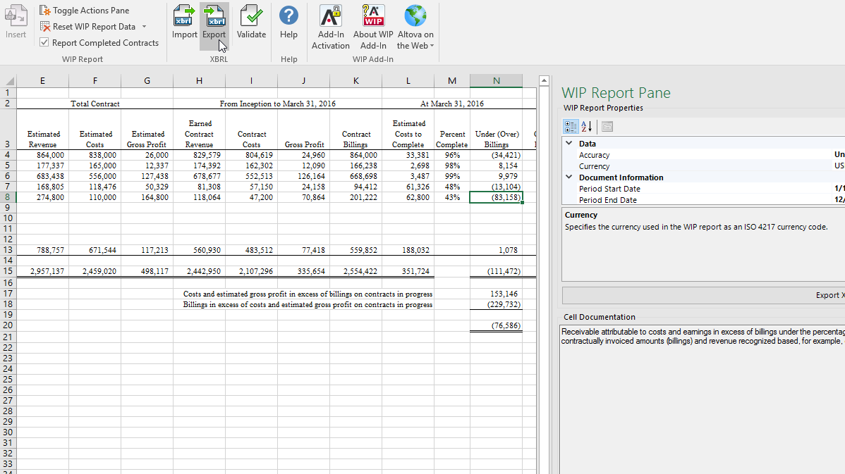 WIP XBRL addin for Excel