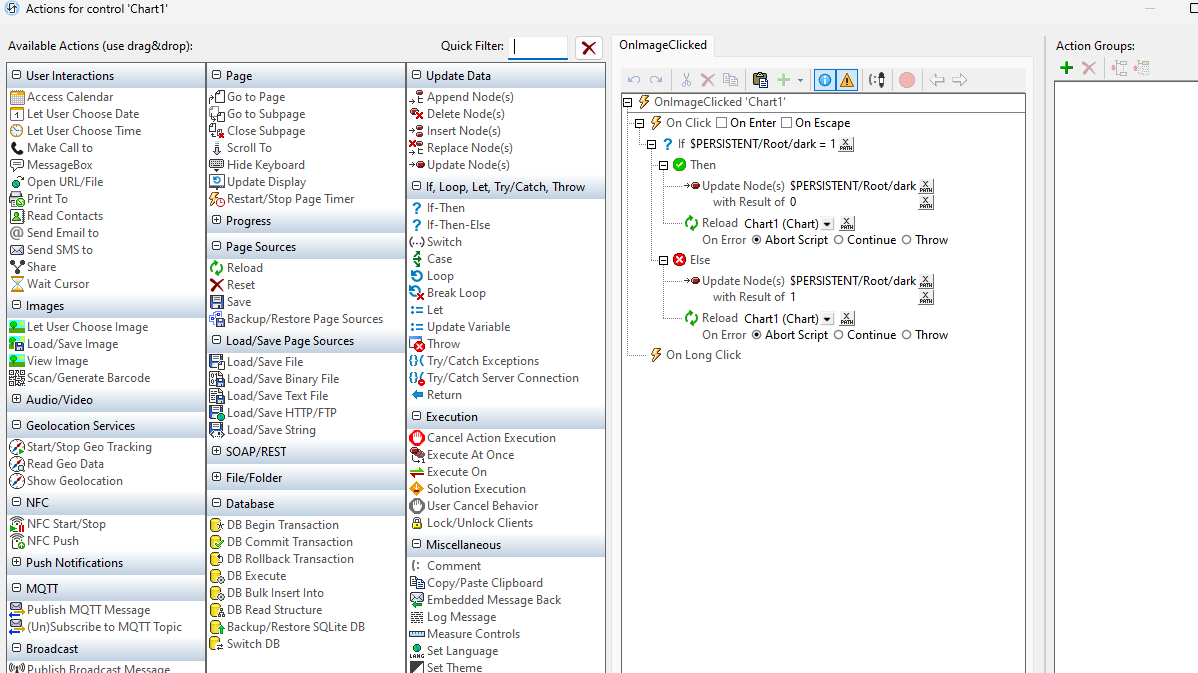 Low code app development with MobileTogether ActionTrees