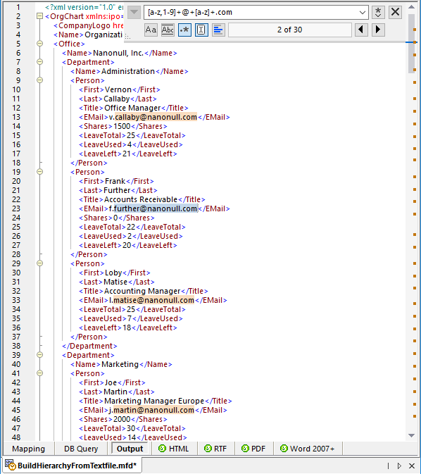 New find features in MapForce