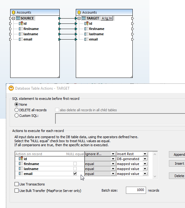 Null-aware data mapping in MapForce