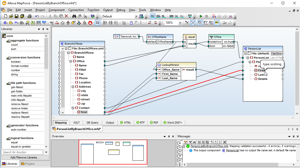 Asignaciones gráficas de datos con MapForce