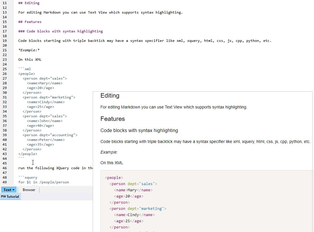 Native Markdown editor in XMLSpy