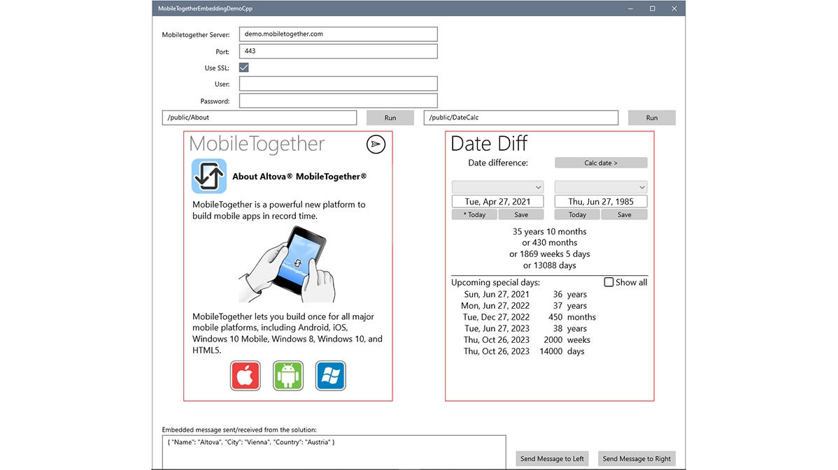Intégrer la solution MobileTogether dans une appli UWP